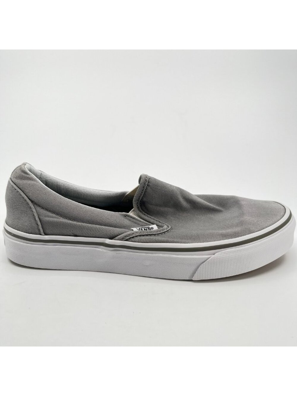 Vans Classic Slip-On Womens Size 7 Gray White Athletic Skateboard Shoes Sneakers